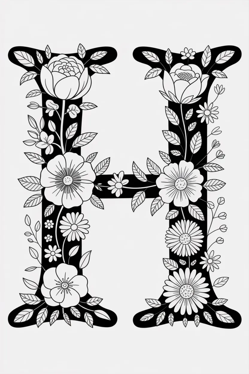Alphabet letter Design 2 - Alphabet Letter H Coloring Pages Free Printable for Adults (3)