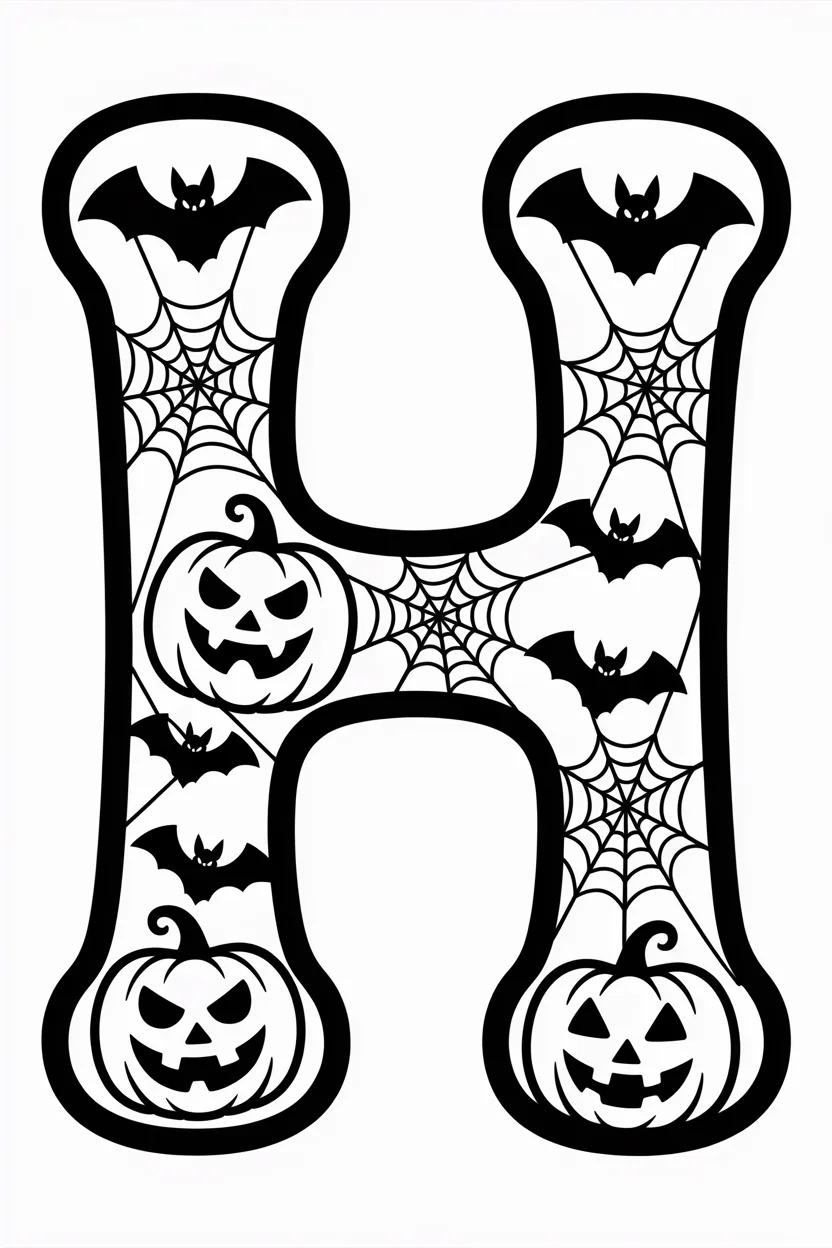 Alphabet letter Design 1 - Alphabet Letter H Coloring Pages Free Printable for Kids (4)