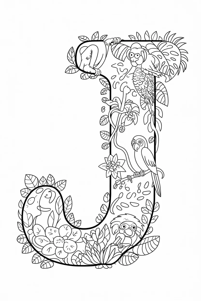 Alphabet letter Design 4 - Alphabet Letter J Coloring Pages Free Printable