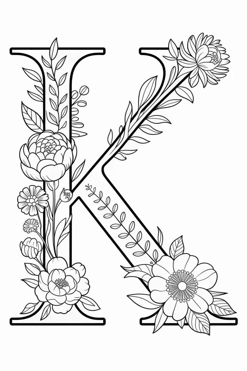 Alphabet letter Design 2 - Alphabet Letter K Coloring Pages Free Printable (2)