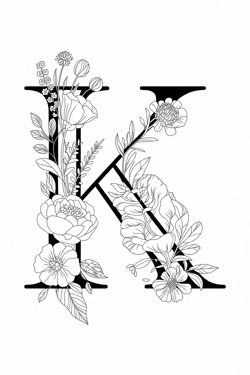 Alphabet letter Design 2 - Alphabet Letter K Coloring Pages Free Printable (3)