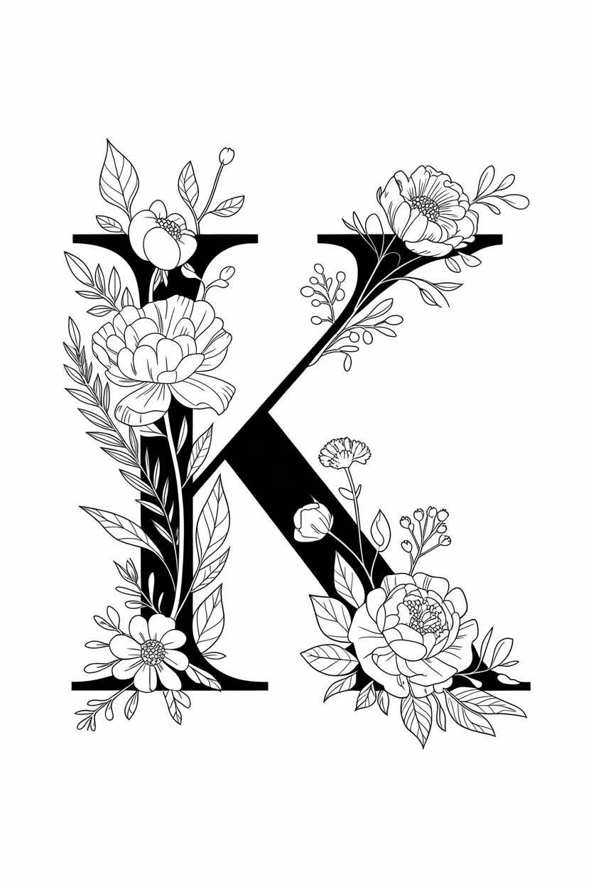 Alphabet letter Design 2 - Alphabet Letter K Coloring Pages Free Printable (4)