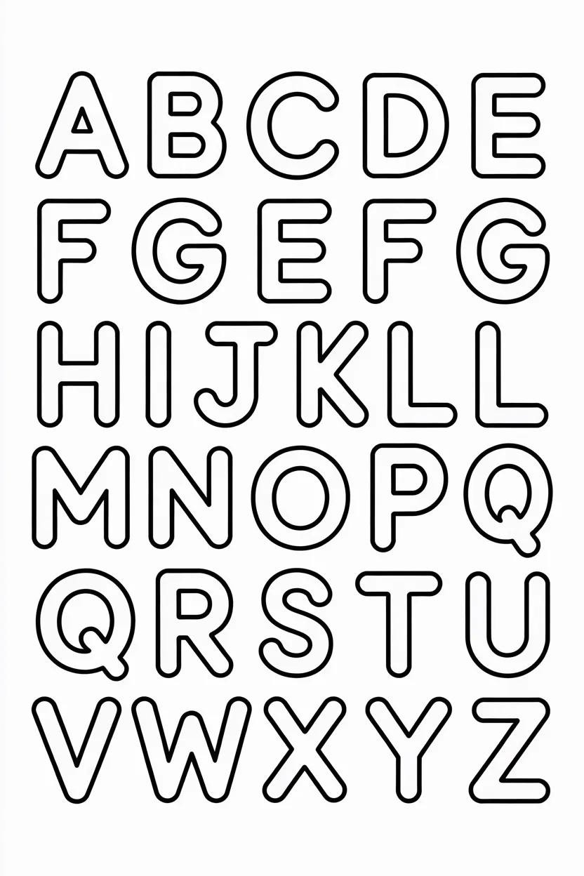 Alphabet letters Design 1 - Alphabet Letters Coloring Pages Free Printable