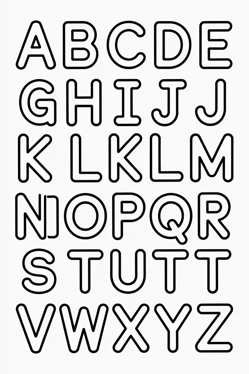 Alphabet letters Design 2 - Alphabet Letters Coloring Pages Free Printable