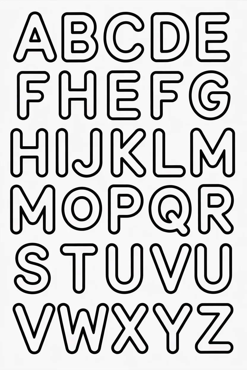 Alphabet letters Design 4 - Alphabet Letters Coloring Pages Free Printable
