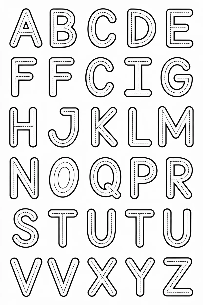 Alphabets tracing worksheets Design 1 - Alphabets Tracing Worksheets Free Printable