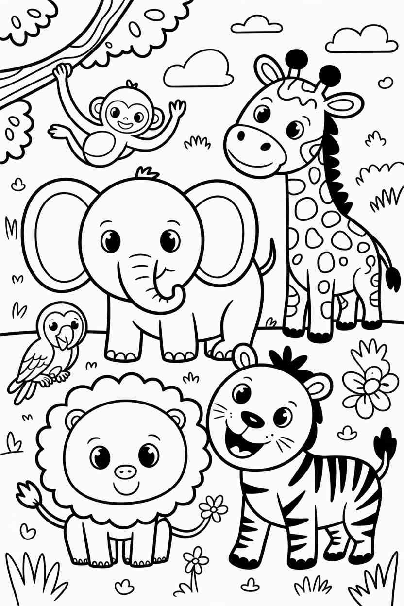 Animals giraffe - Animals Coloring Pages Free Printable for Kids