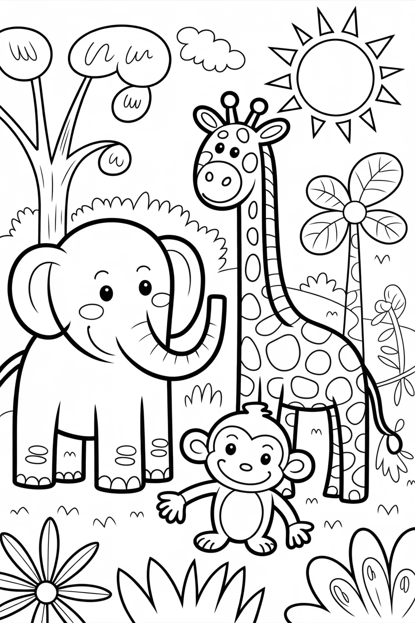 Animals Design 2 - Animals Coloring Pages Free Printable for Kids