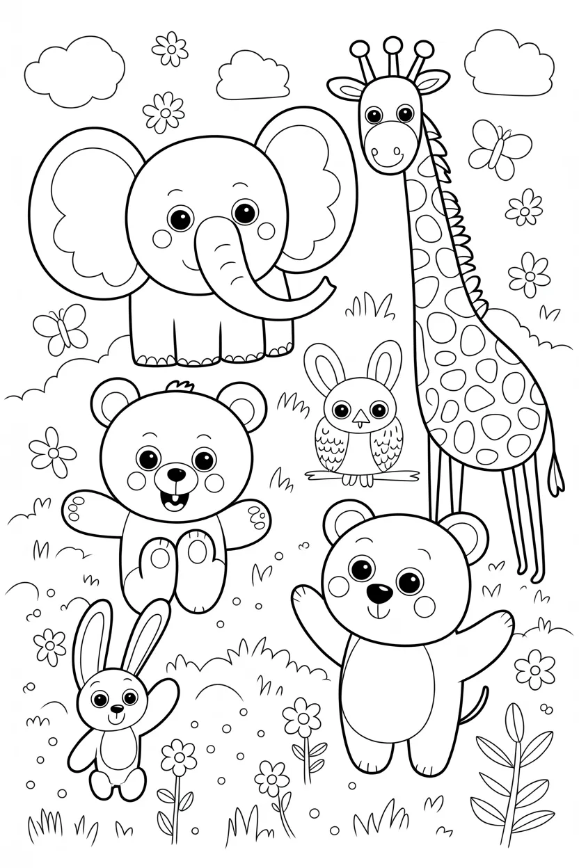 Animals Design 1 - Animals Coloring Pages Free Printable for Kids - Animal