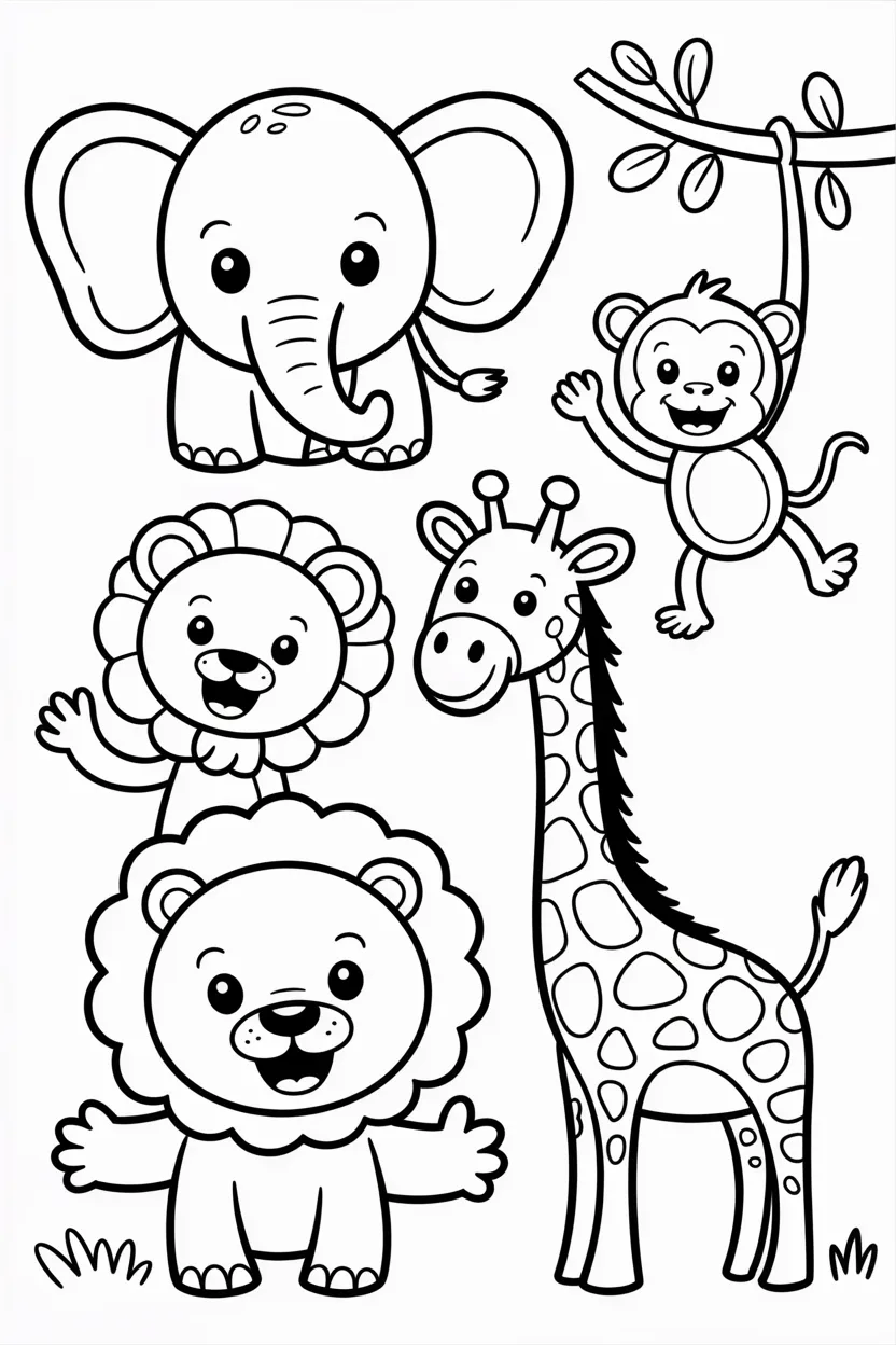Animals Design 2 - Animals Coloring Pages Free Printable for Kids - Animal