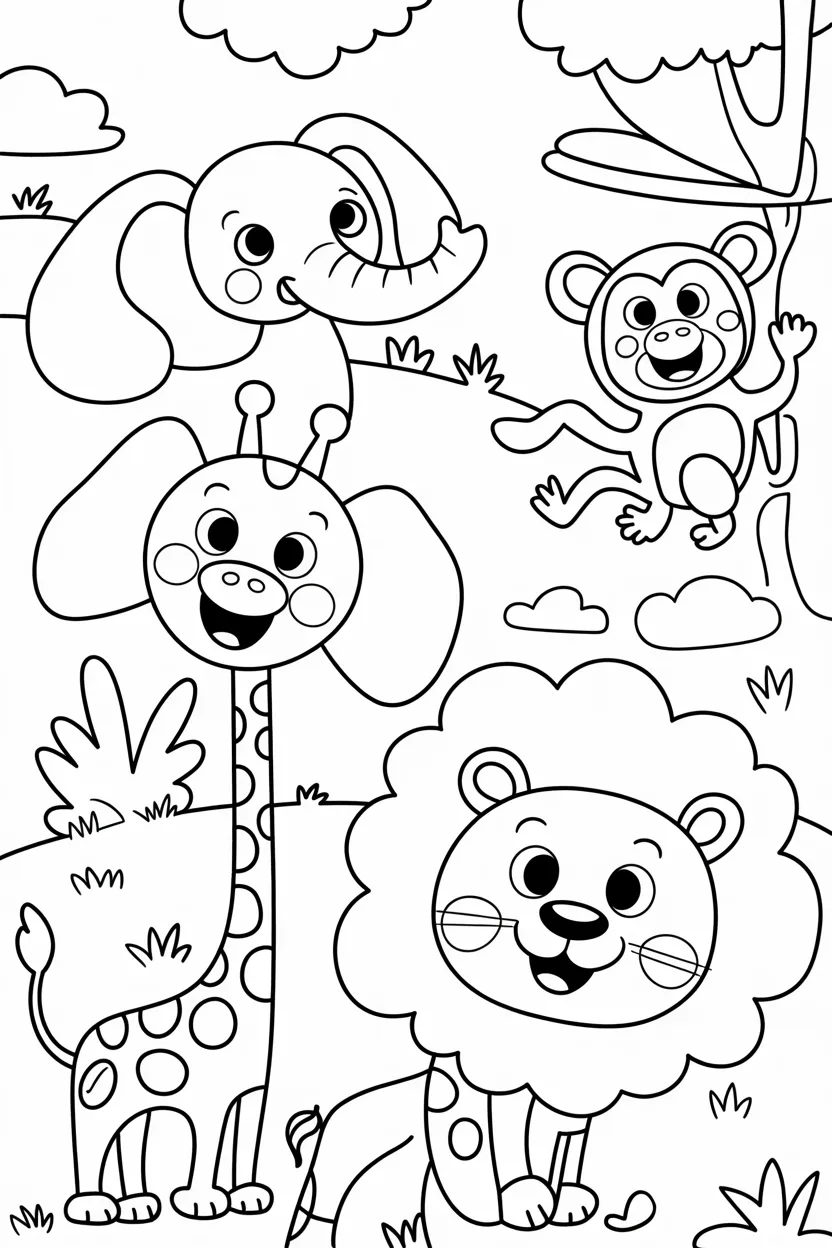 Animals Design 3 - Animals Coloring Pages Free Printable for Kids - Animal