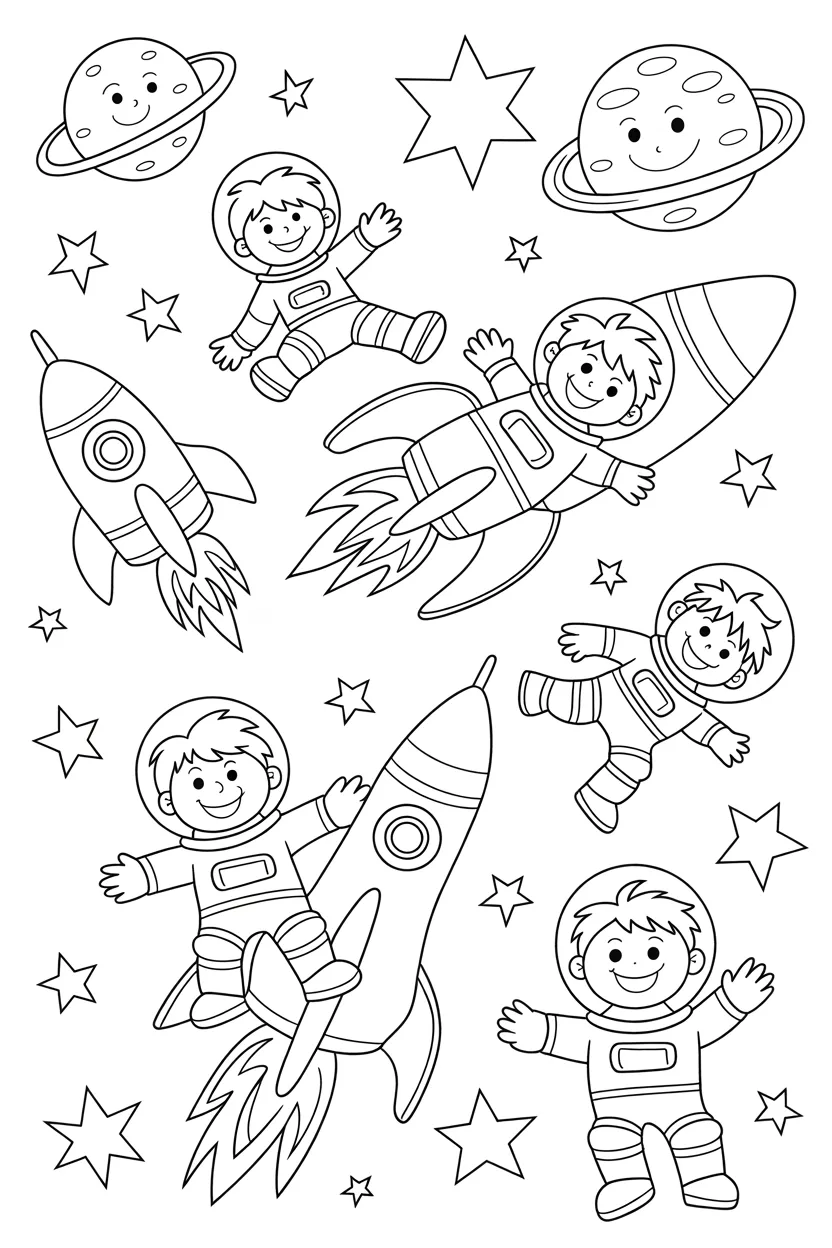 Astronaut space Design 1 - Astronaut in Space Coloring Pages Free Printable