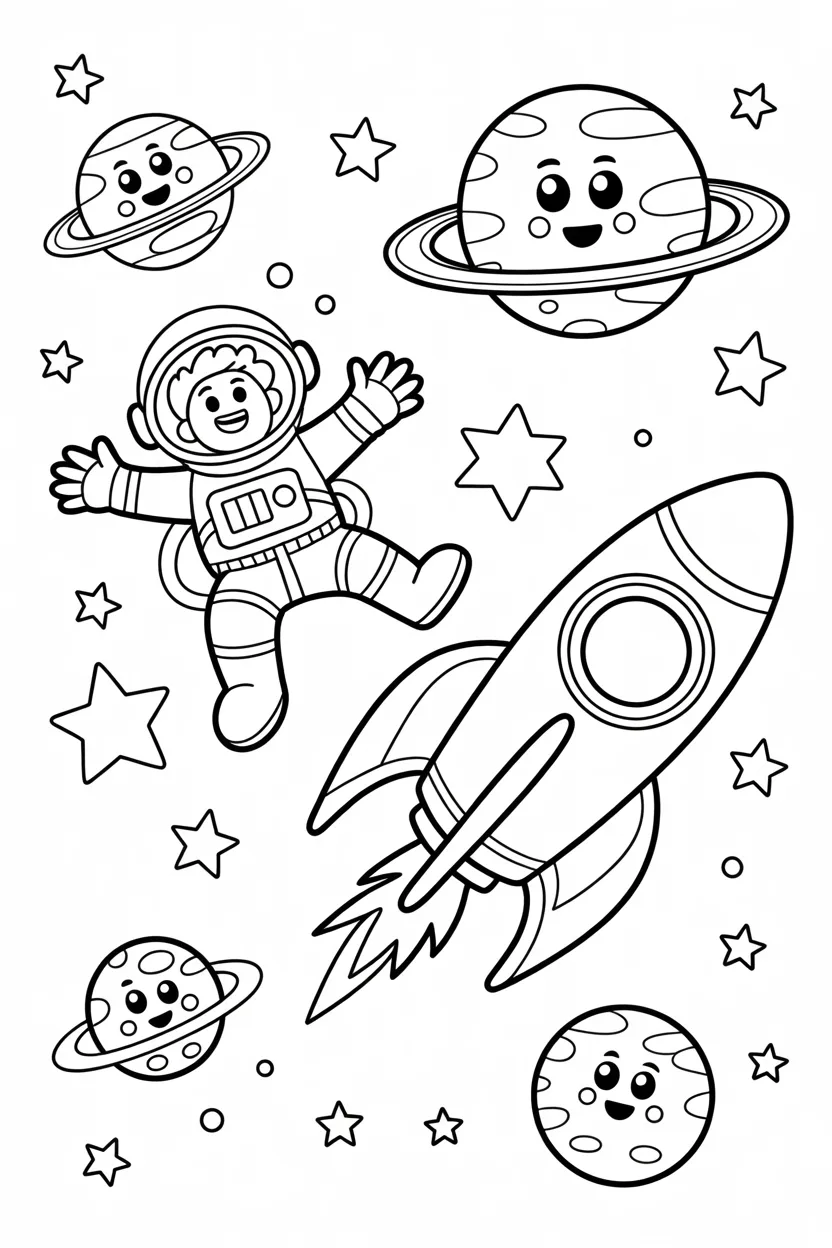 Astronaut space Design 1 - Astronaut in Space Coloring Pages Free Printable - Space-T