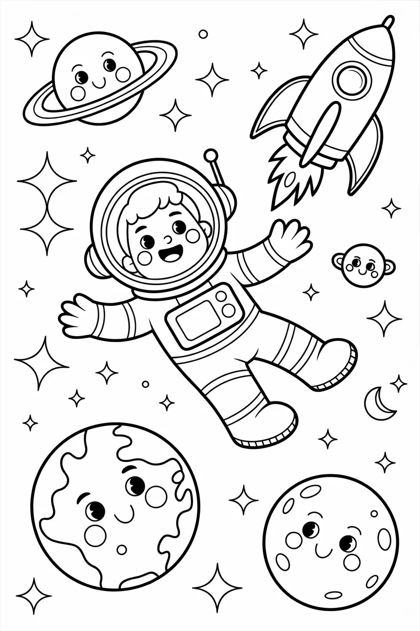 Astronaut space Design 2 - Astronaut in Space Coloring Pages Free Printable - Space-T