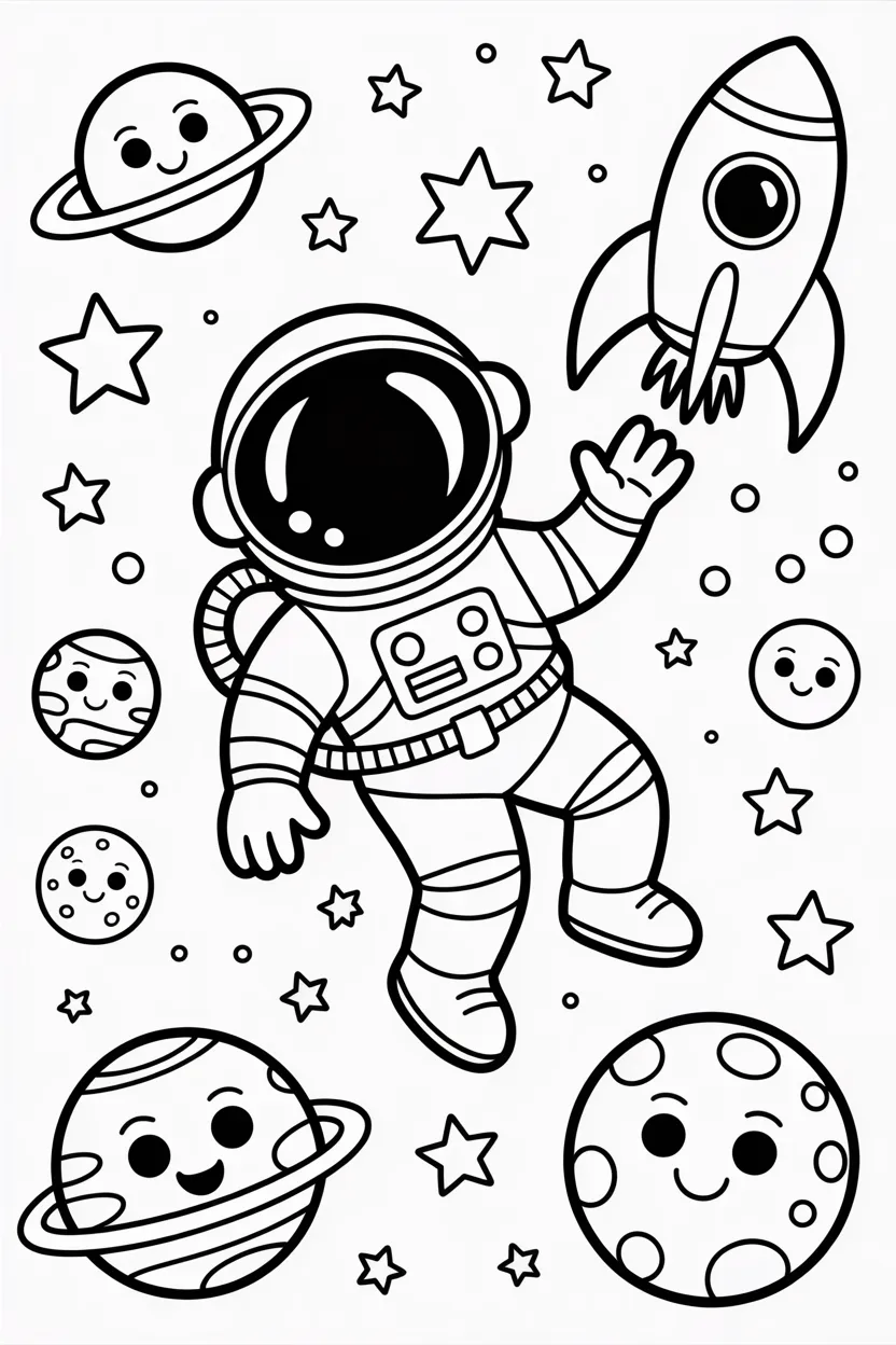 Astronaut space Design 3 - Astronaut in Space Coloring Pages Free Printable - Space-T