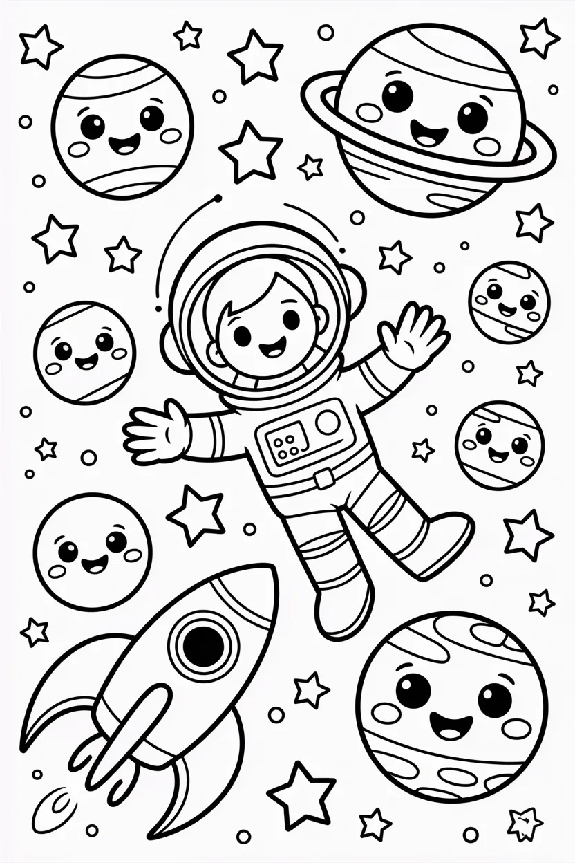 Astronaut space Design 4 - Astronaut in Space Coloring Pages Free Printable - Space-T
