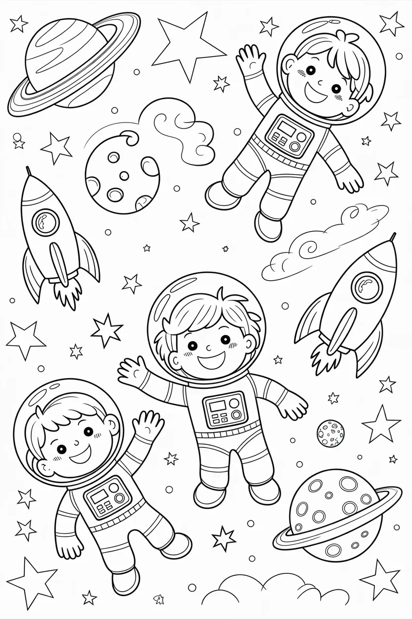 Astronaut space Design 2 - Astronaut in Space Coloring Pages Free Printable