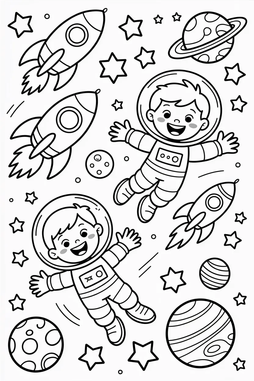 Astronaut space Design 3 - Astronaut in Space Coloring Pages Free Printable