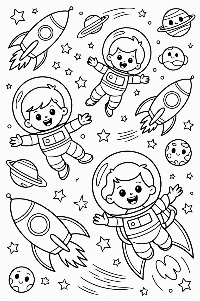 Astronaut space Design 4 - Astronaut in Space Coloring Pages Free Printable