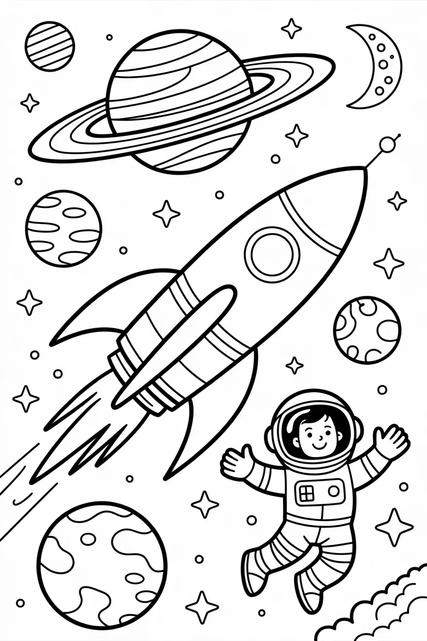 Astronout space Design 1 - Astronout in Space Coloring Pages Free Printable