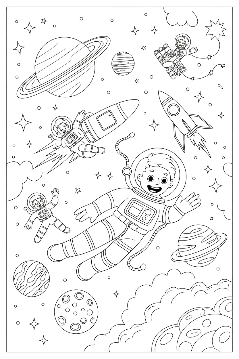 Astronout space Design 2 - Astronout in Space Coloring Pages Free Printable