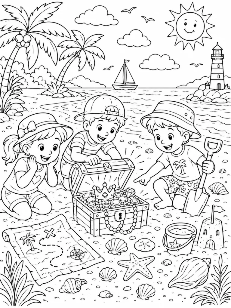 Beach Design 1 - Beach Coloring Pages Free Printable for Kids (2)