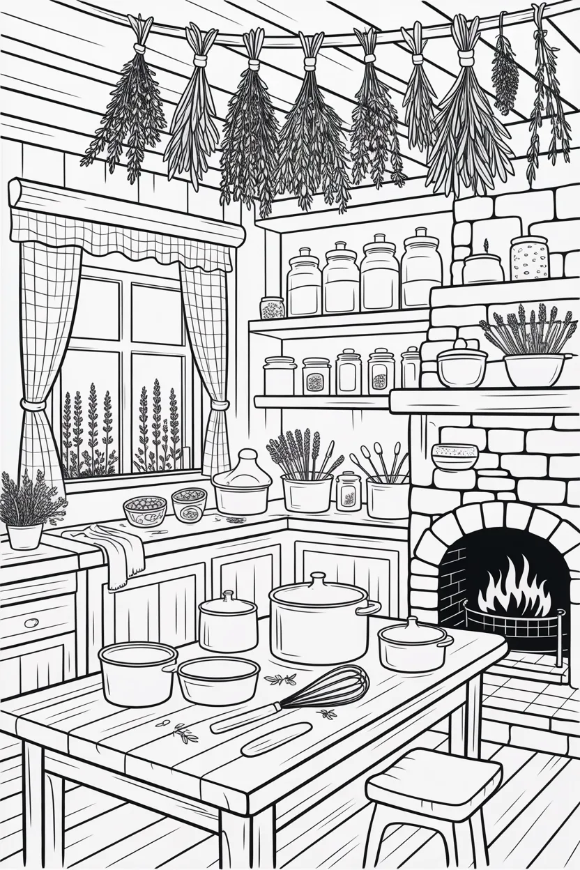 Beautiful cozy cottage kitchen Design 1 - Cozy Cottage Kitchen Coloring Pages Free Printable - Relax