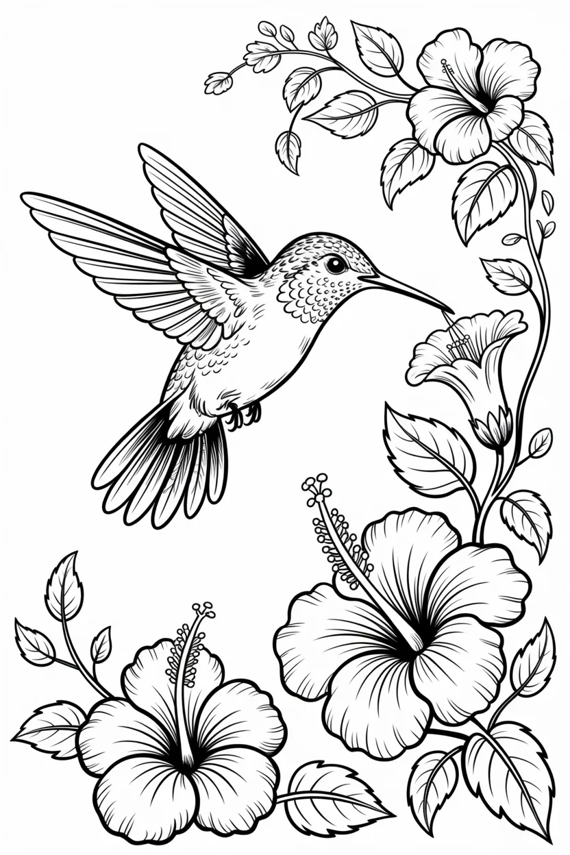 Beautiful hummingbird Design 1 - Beautiful Hummingbird Coloring Pages Free Printable (4)