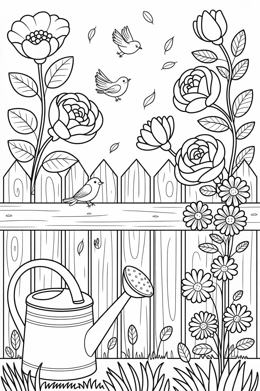 Beautiful peaceful garden Design 1 - Beautiful Peaceful Garden Coloring Pages Free Printable