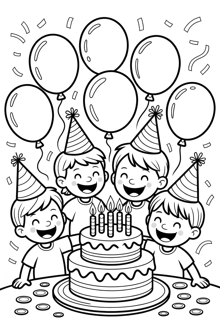 Birthday party Design 1 - Cute Birthday Party Coloring Pages Free Printable (2)