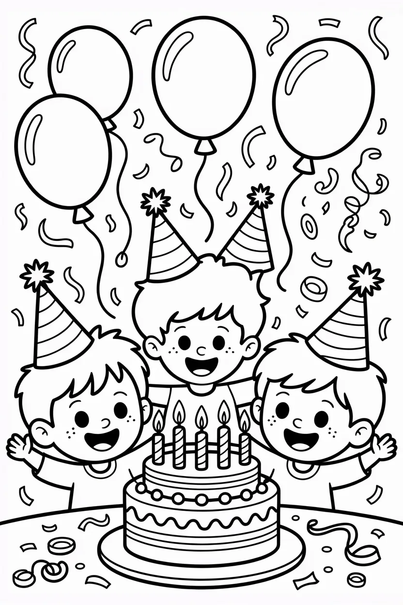 Birthday party Design 1 - Cute Birthday Party Coloring Pages Free Printable (3)