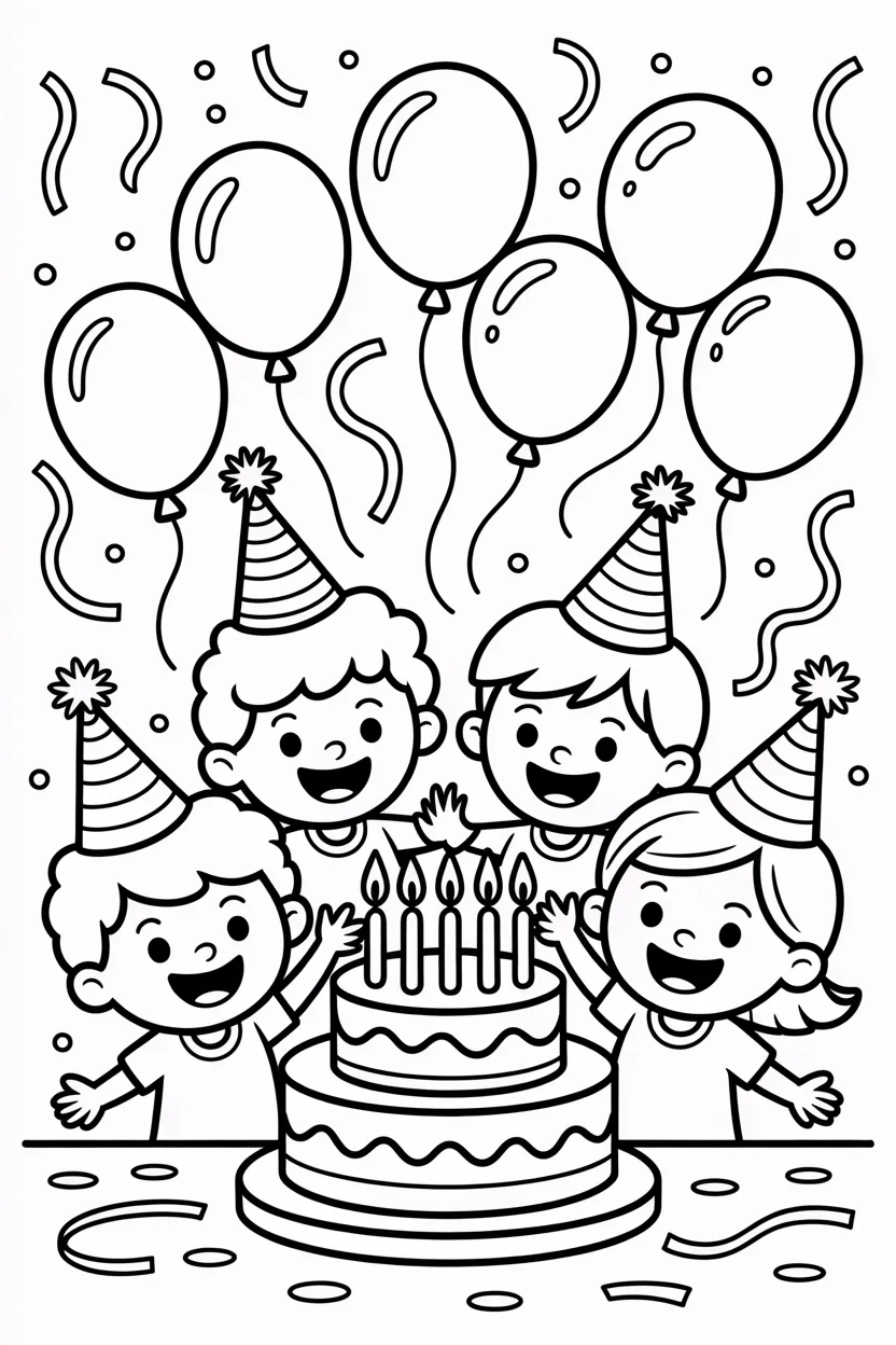Birthday party Design 1 - Cute Birthday Party Coloring Pages Free Printable (4)