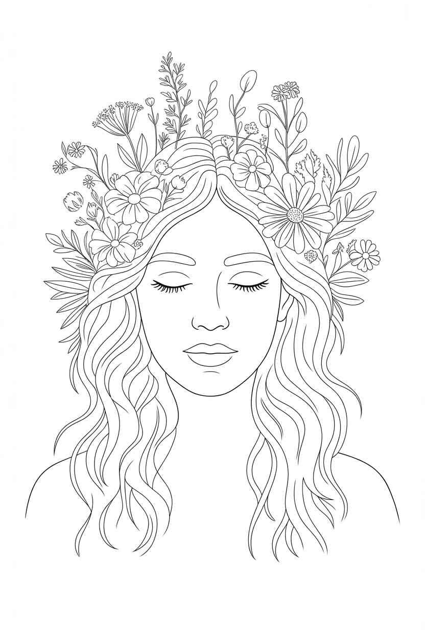 Boho girl - Boho Girl Coloring Pages Free Printable: A Fun, Creative Break Kids and adults Will Love