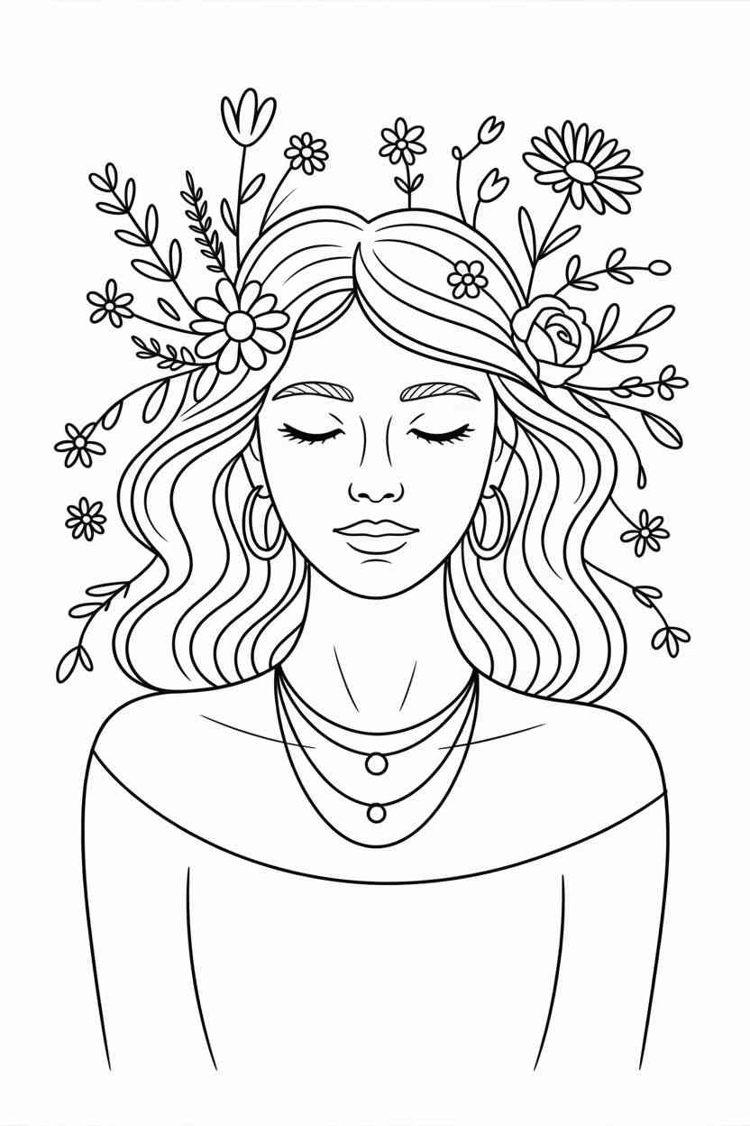 Boho girl - Boho Girl Coloring Pages Free Printable: A Fun, Creative Break Kids and adults Will Love (4)