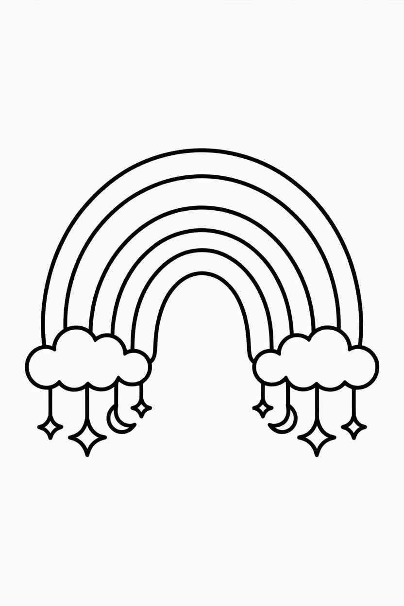 Boho rainbow Design 1 - Boho Rainbow Coloring Pages Free Printable for Kids - Aest