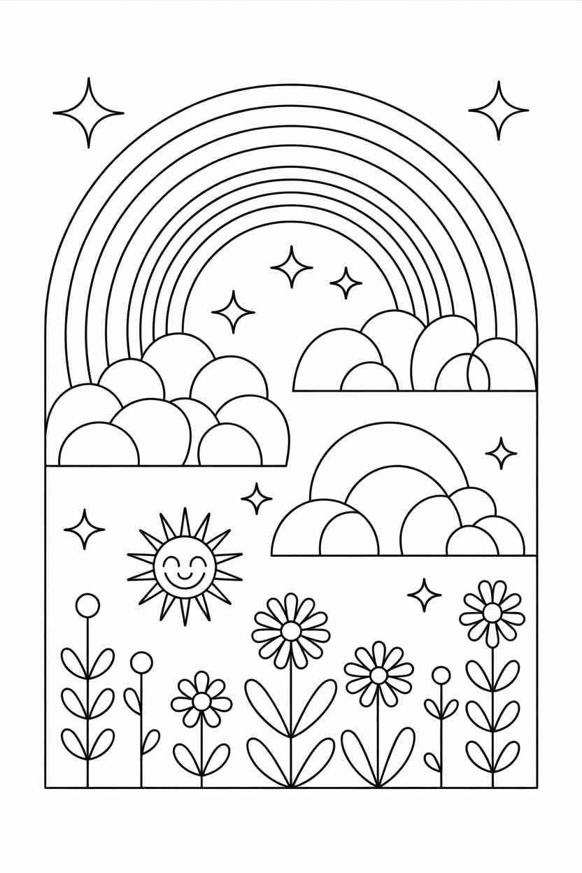 Boho rainbow - Boho Rainbow Coloring Pages Free Printable – A Calm + Creative Escape for All Ages (2)