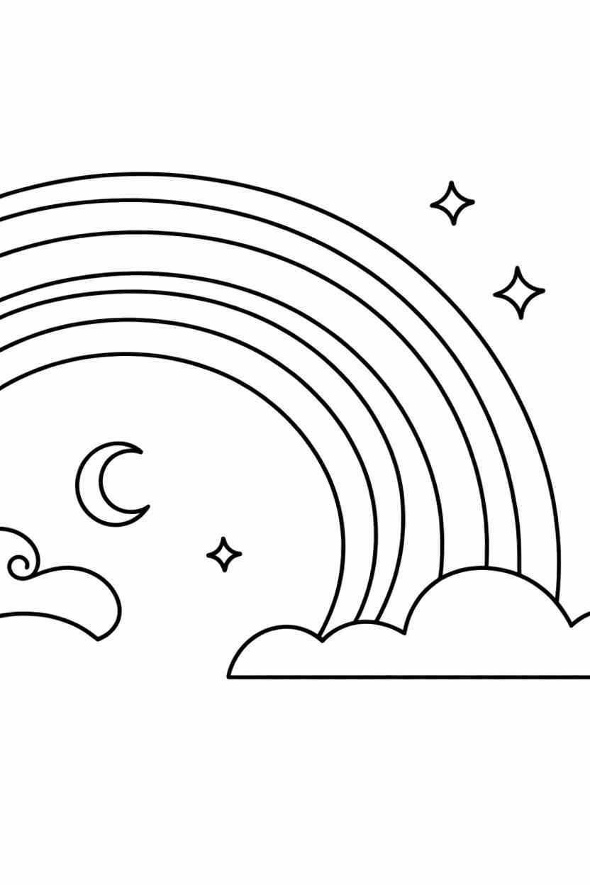 Boho rainbow Design 2 - Boho Rainbow Coloring Pages Free Printable for Kids - Aest