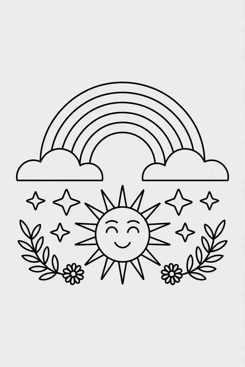 Boho rainbow - Boho Rainbow Coloring Pages Free Printable – A Calm + Creative Escape for All Ages (3)