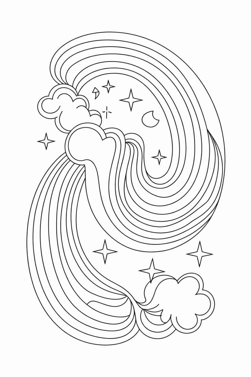 Boho rainbow Design 3 - Boho Rainbow Coloring Pages Free Printable for Kids - Aest