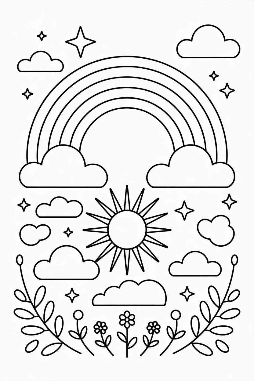 Boho rainbow - Boho Rainbow Coloring Pages Free Printable – A Calm + Creative Escape for All Ages (4)