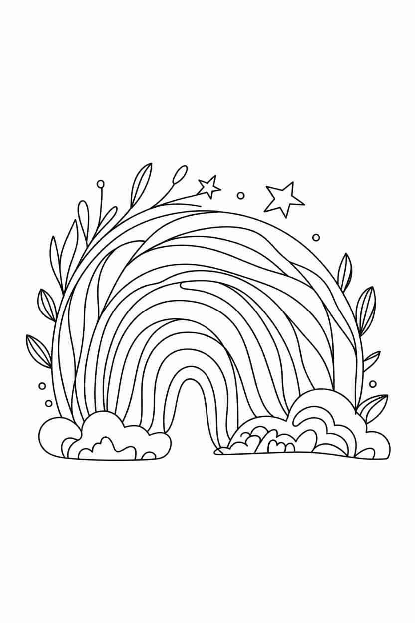 Boho rainbow Design 4 - Boho Rainbow Coloring Pages Free Printable for Kids - Aest