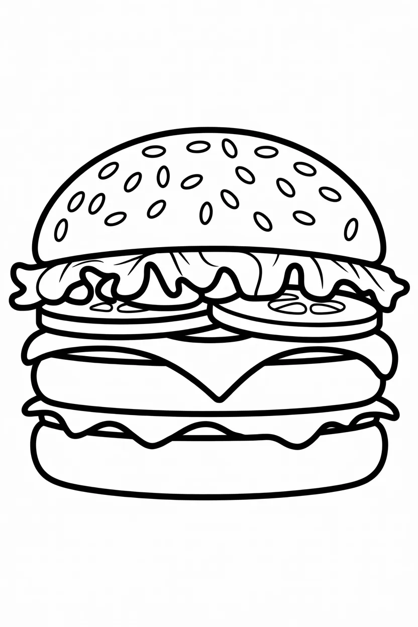Burger Design 1 - Burger Coloring Pages Free Printable for Kids