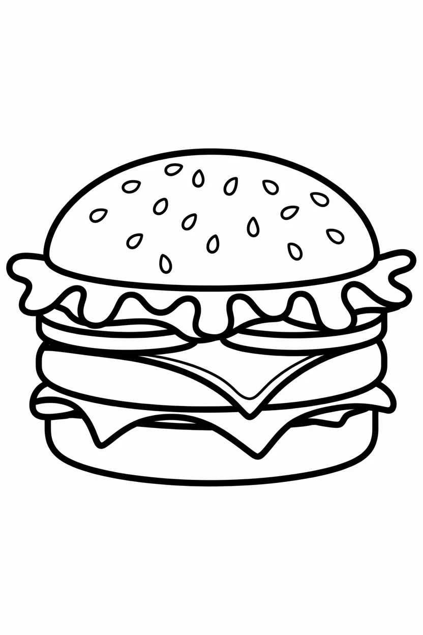 Burger Design 2 - Burger Coloring Pages Free Printable for Kids