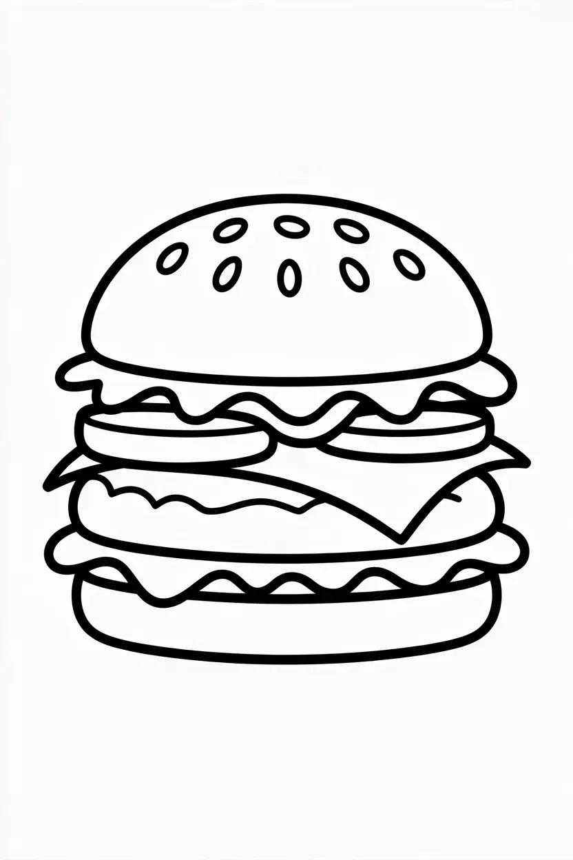 Burger Design 3 - Burger Coloring Pages Free Printable for Kids