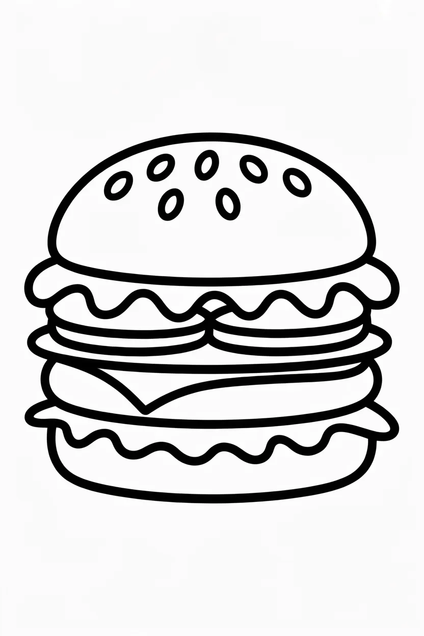Burger Design 4 - Burger Coloring Pages Free Printable for Kids