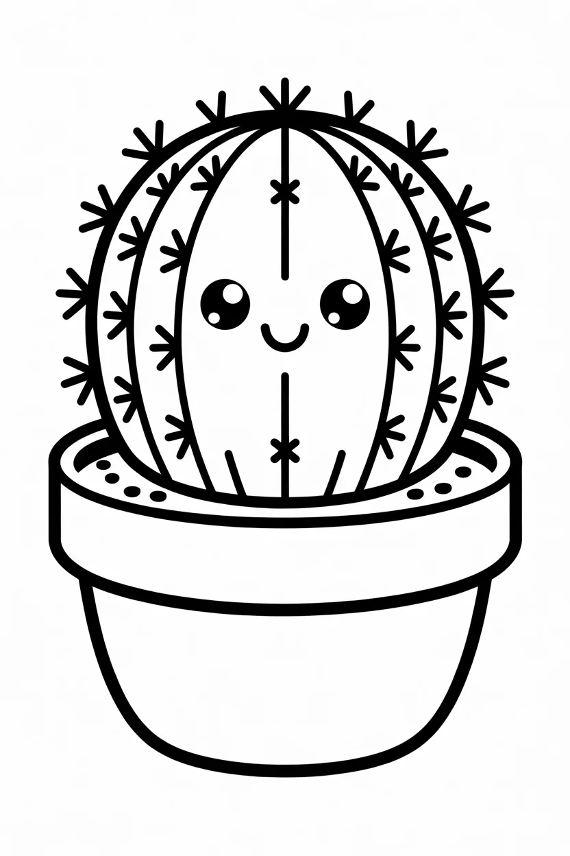 Cactus Design 1 - Cactus Coloring Pages Free Printable for Kids - Cute