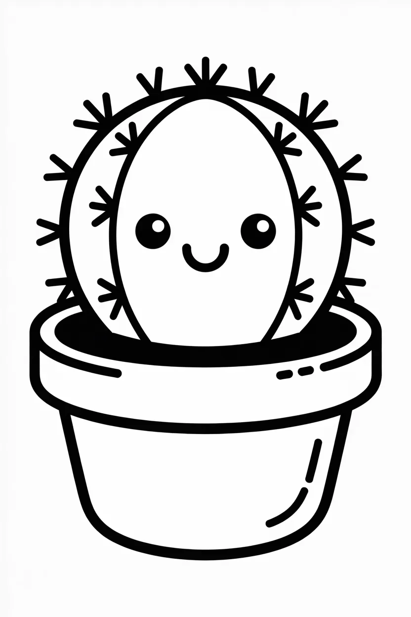 Cactus Design 1 - Cactus Coloring Pages Free Printable for Kids - Cute (2)