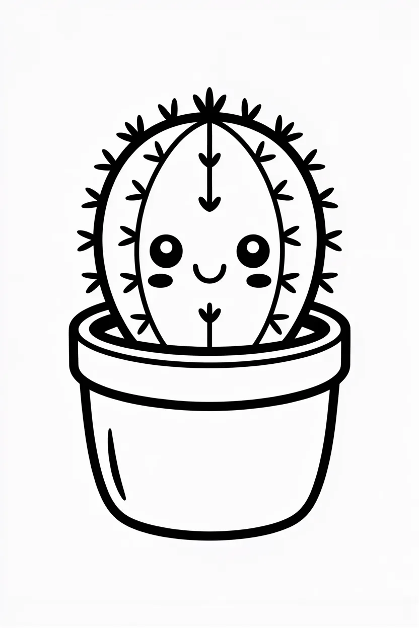 Cactus Design 1 - Cactus Coloring Pages Free Printable for Kids - Cute (3)