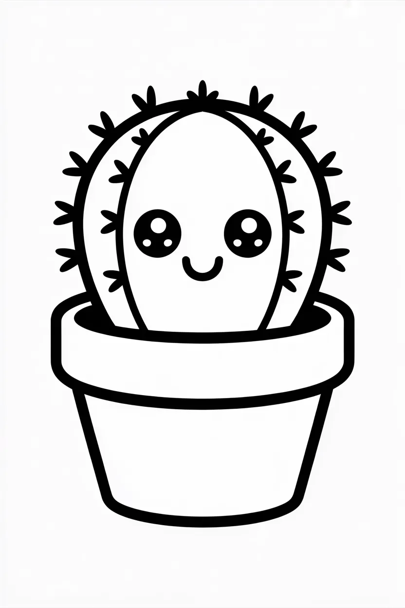 Cactus Design 1 - Cactus Coloring Pages Free Printable for Kids - Cute (4)