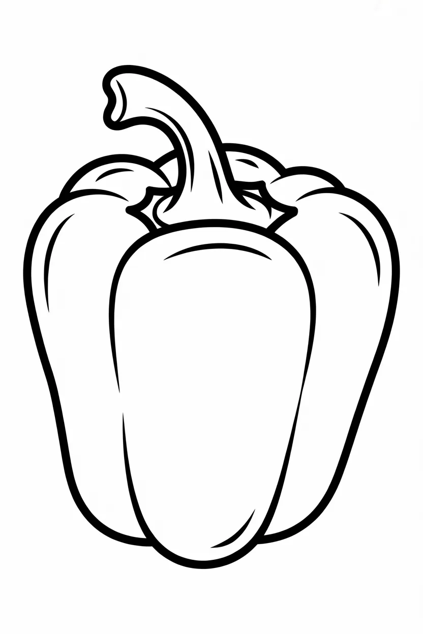 Capsicum Design 3 - Capsicum Coloring Pages Free Printable for Kids - Vegetabl